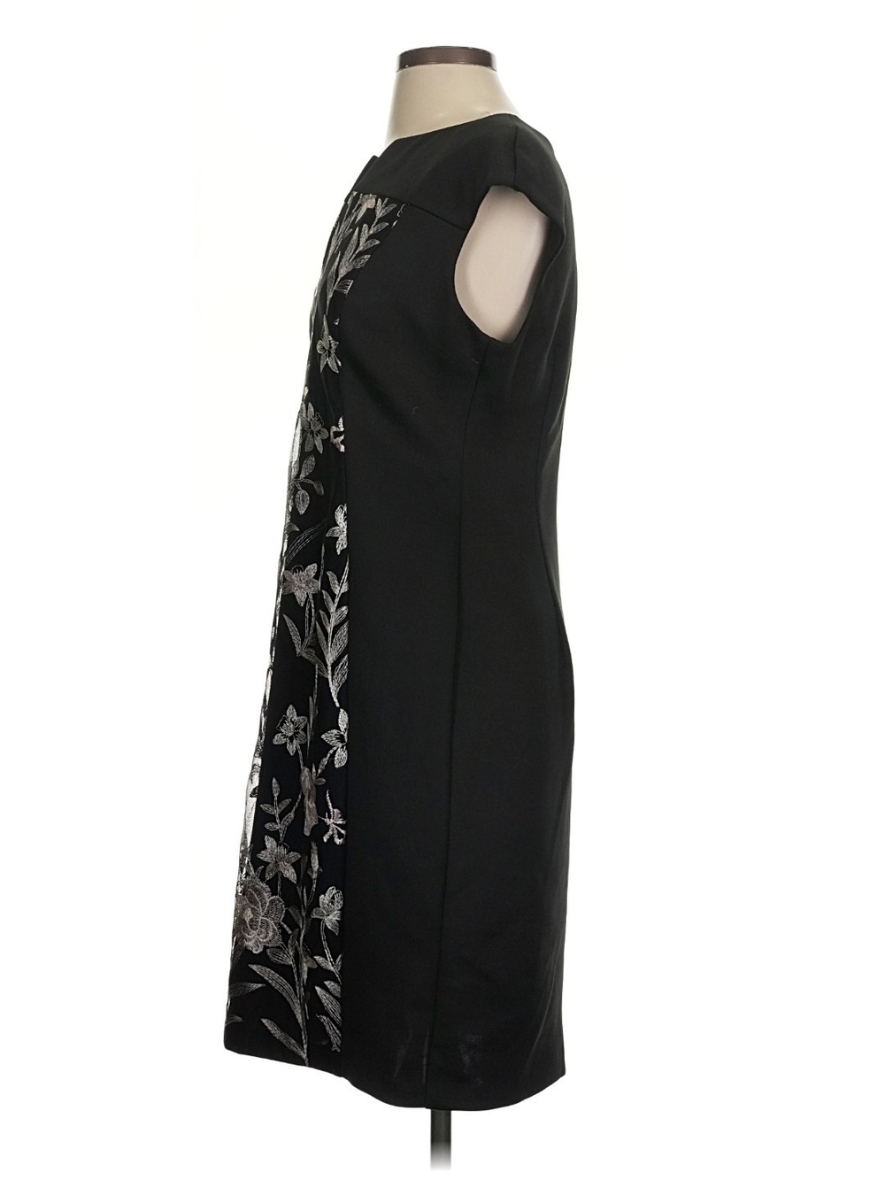 connected apparel Black Midi Dress with Silver Floral Embroidery - Picture 4 of 11
